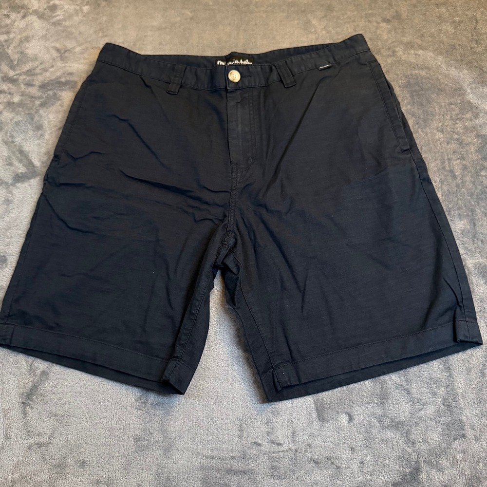 TravisMathew Golf Chino Shorts Mens 36 Black Stretch Cotton Blend‎ Flat Front